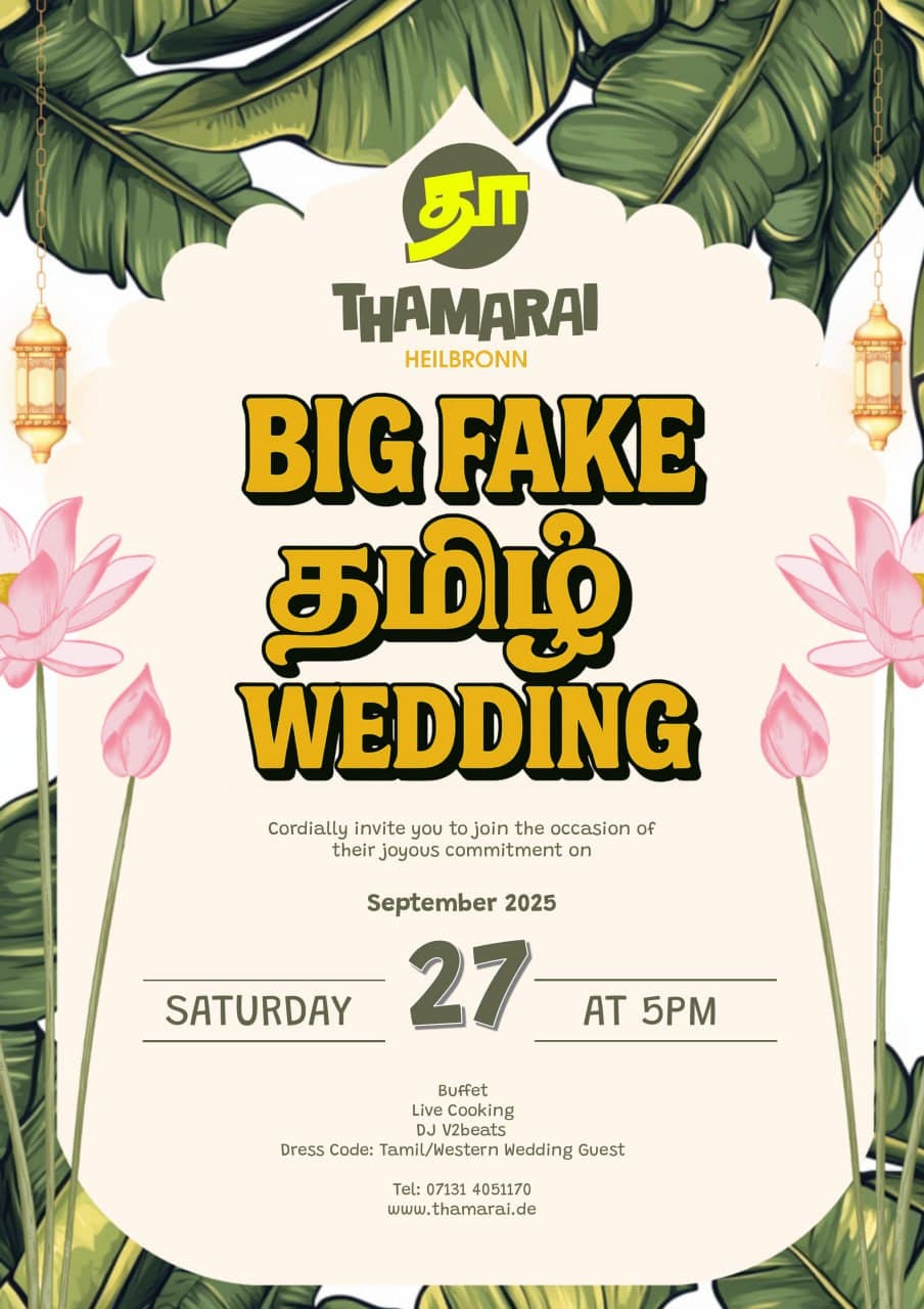 Big Fake Tamil Wedding flyer